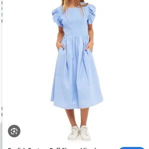 English Factory Soft Blue Ribbed dress